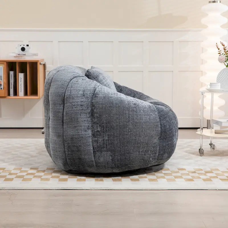 Fauteuil de salon Loveseat surdimensionné gris en chenille rembourré de mousse avec accoudoirs