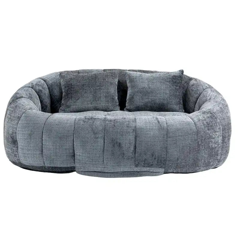 Fauteuil de salon Loveseat surdimensionné gris en chenille rembourré de mousse avec accoudoirs