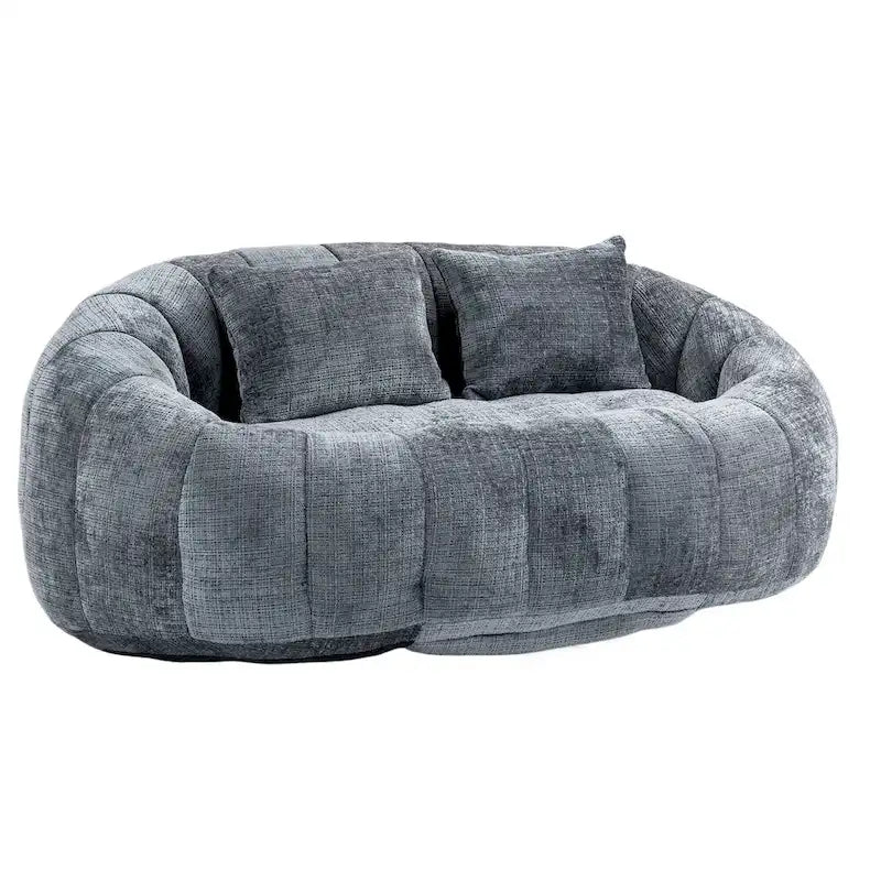 Fauteuil de salon Loveseat surdimensionné gris en chenille rembourré de mousse avec accoudoirs