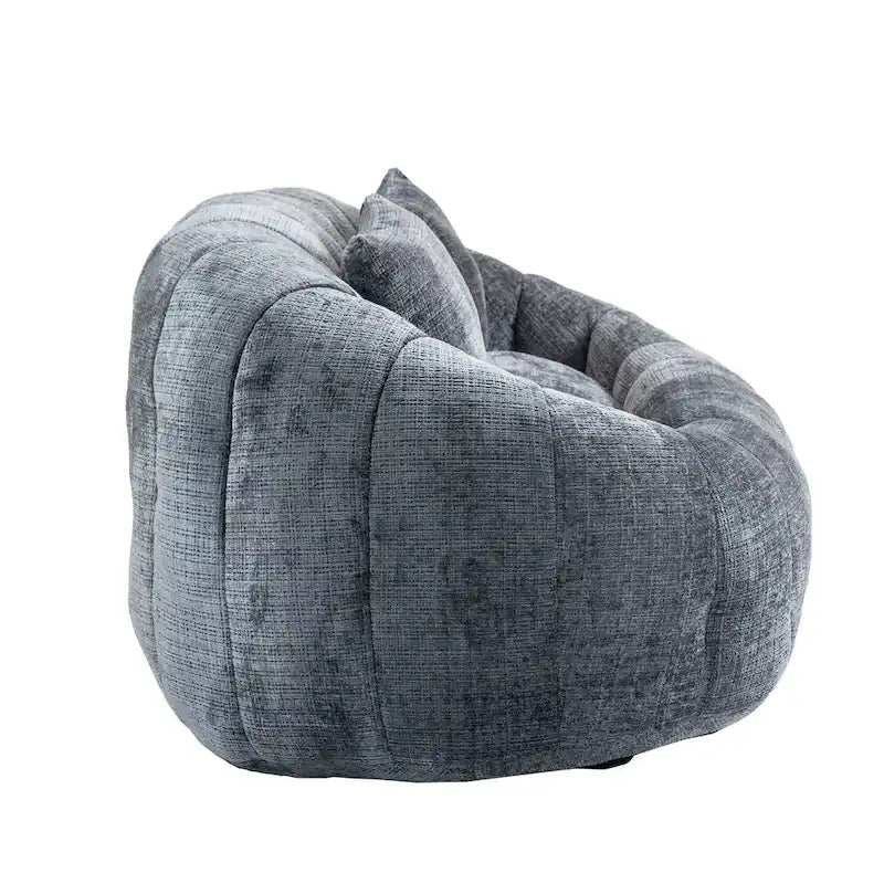 Fauteuil de salon Loveseat surdimensionné gris en chenille rembourré de mousse avec accoudoirs