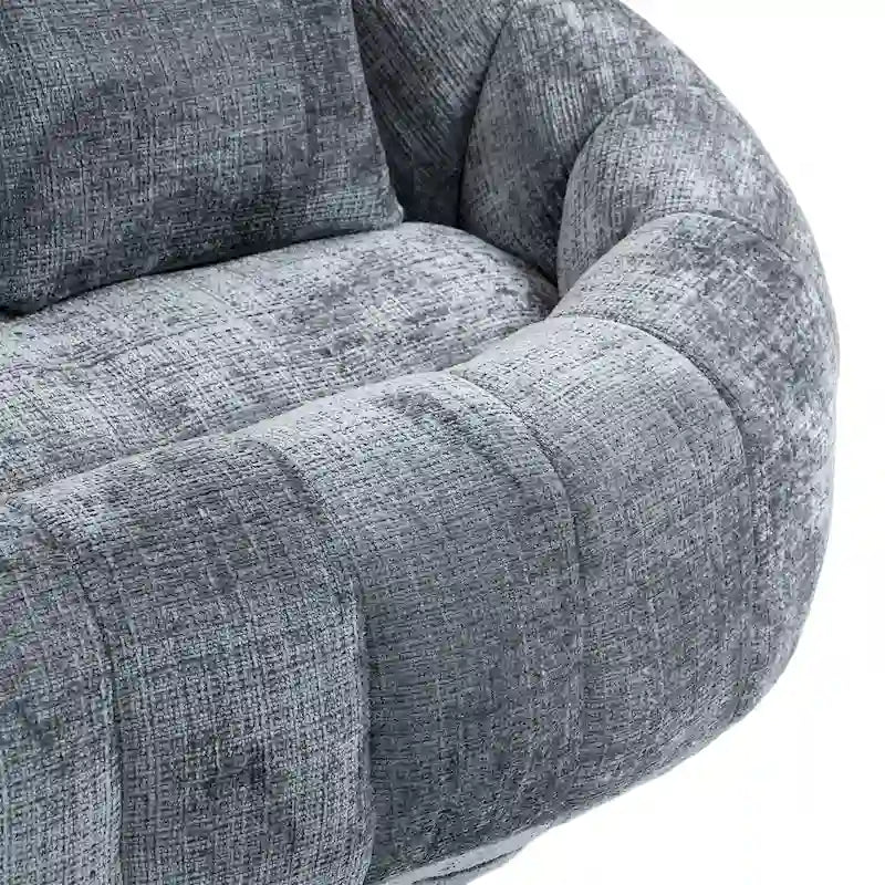 Fauteuil de salon Loveseat surdimensionné gris en chenille rembourré de mousse avec accoudoirs