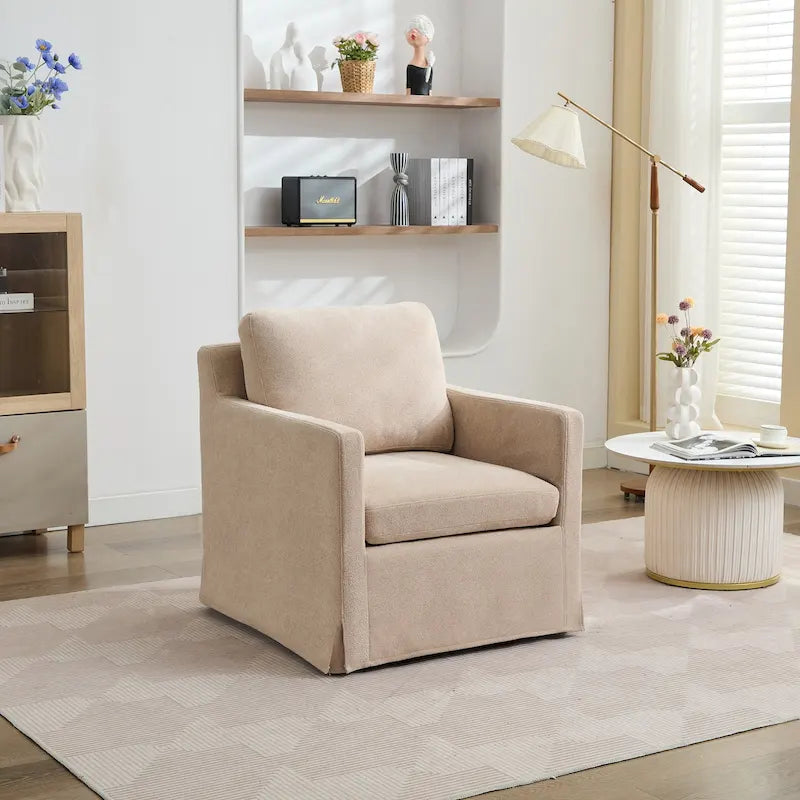 Fauteuil d'appoint pivotant en chenille avec coussin de dossier amovible