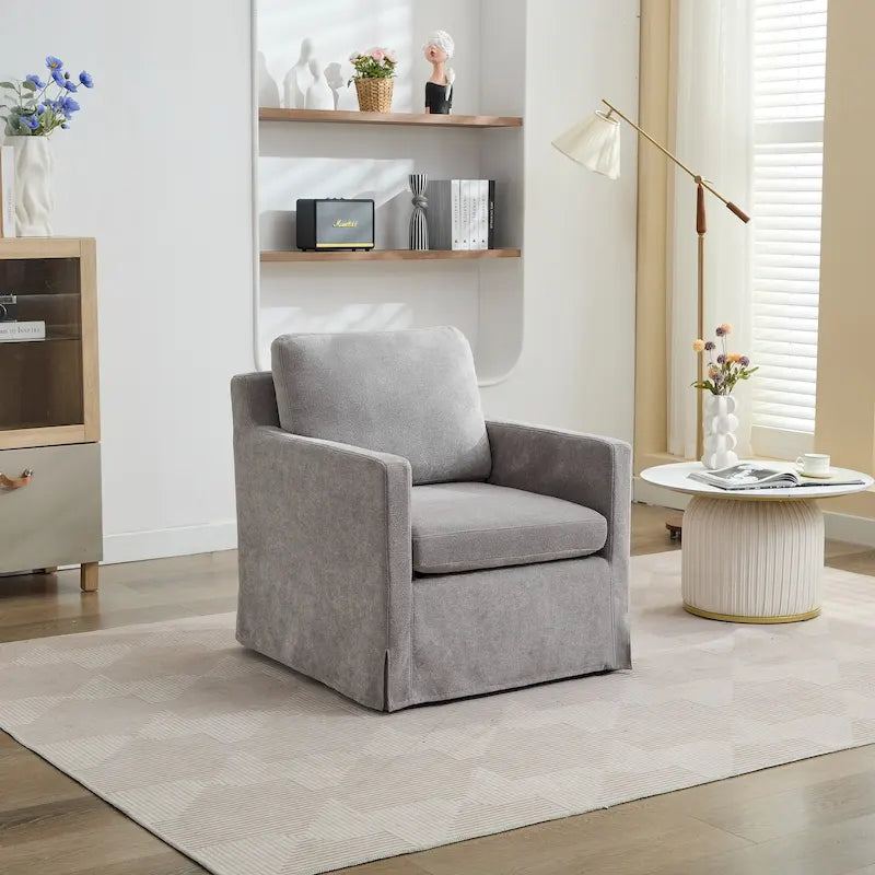 Fauteuil d'appoint pivotant en chenille avec coussin de dossier amovible