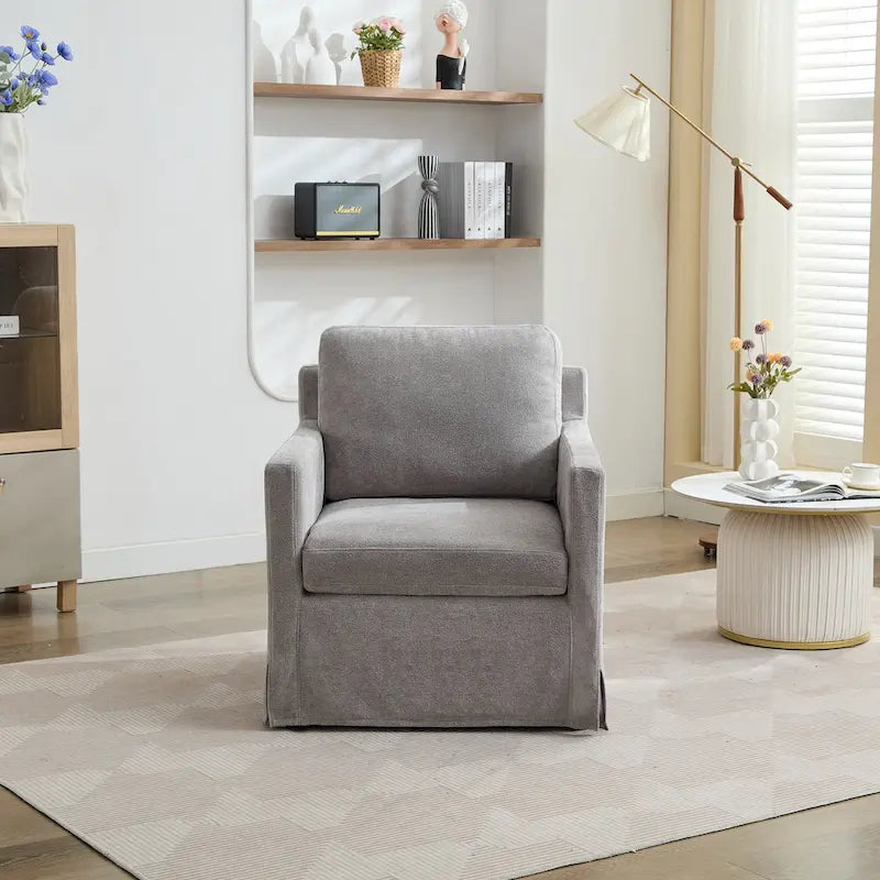 Fauteuil d'appoint pivotant en chenille avec coussin de dossier amovible