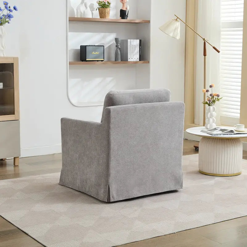 Fauteuil d'appoint pivotant en chenille avec coussin de dossier amovible