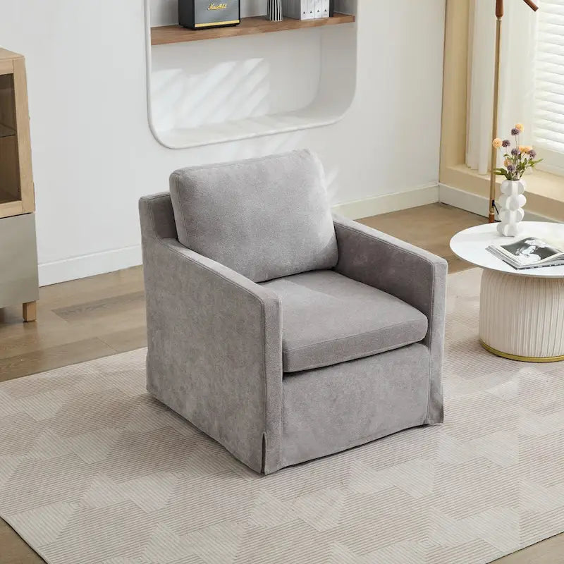 Fauteuil d'appoint pivotant en chenille avec coussin de dossier amovible