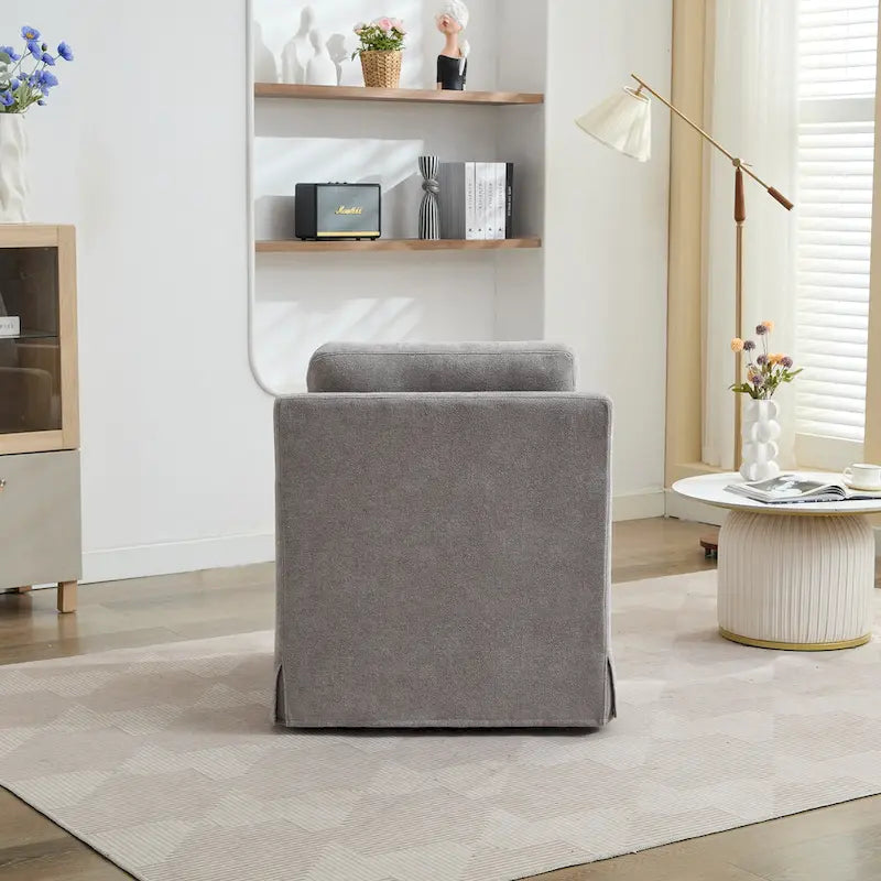 Fauteuil d'appoint pivotant en chenille avec coussin de dossier amovible