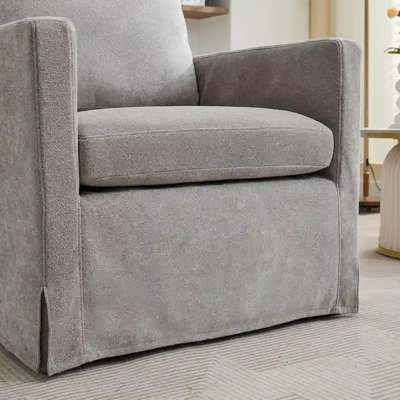 Fauteuil d'appoint pivotant en chenille avec coussin de dossier amovible