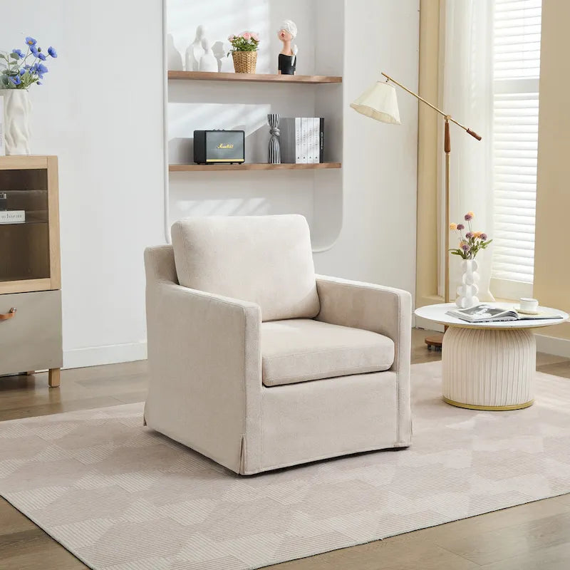 Fauteuil d'appoint pivotant en chenille avec coussin de dossier amovible