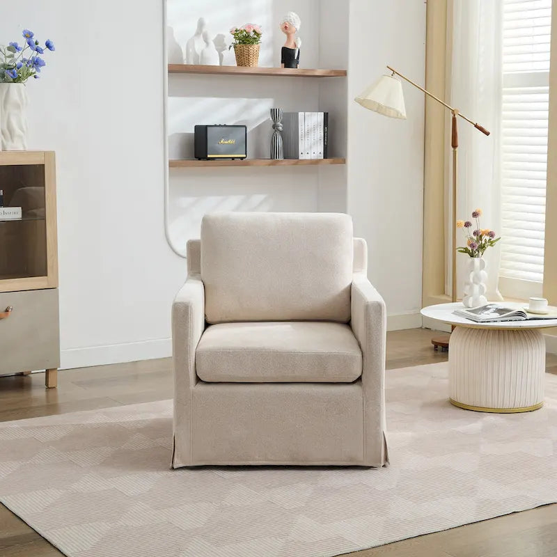 Fauteuil d'appoint pivotant en chenille avec coussin de dossier amovible