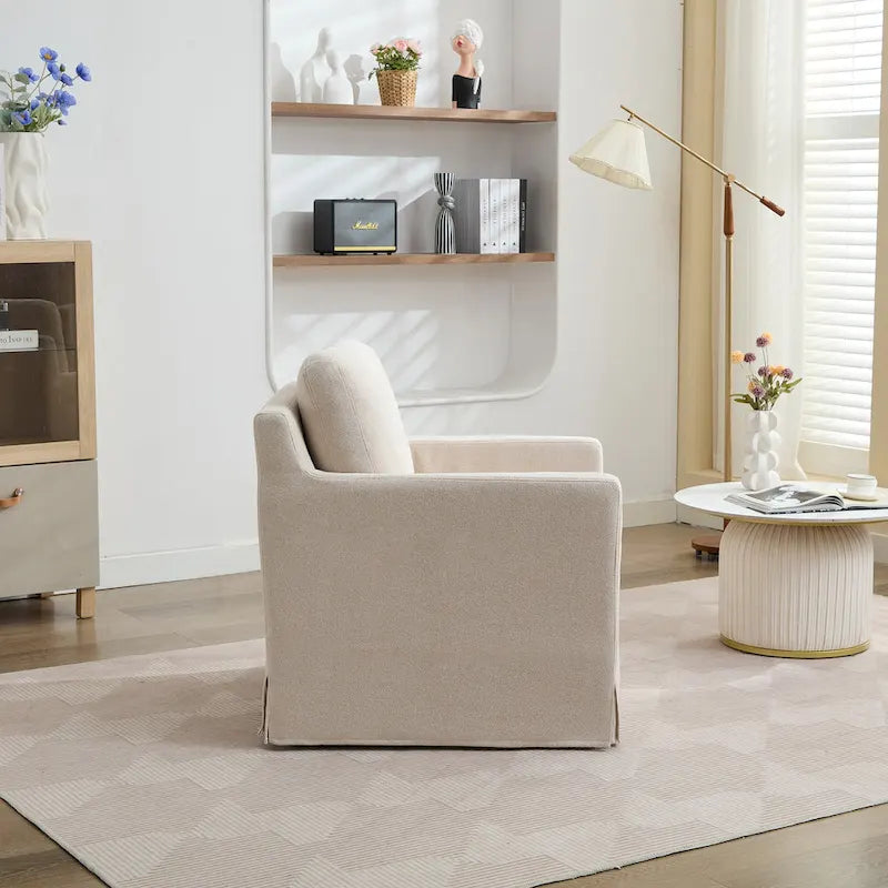 Fauteuil d'appoint pivotant en chenille avec coussin de dossier amovible