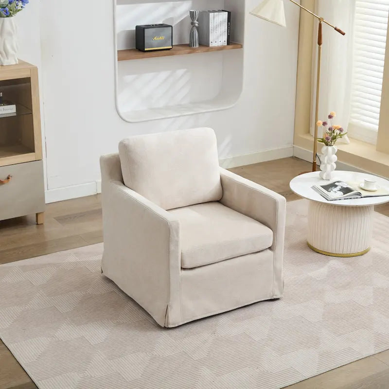 Fauteuil d'appoint pivotant en chenille avec coussin de dossier amovible