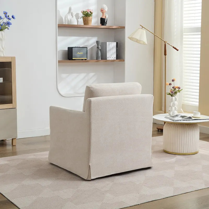 Fauteuil d'appoint pivotant en chenille avec coussin de dossier amovible