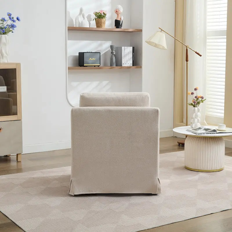 Fauteuil d'appoint pivotant en chenille avec coussin de dossier amovible