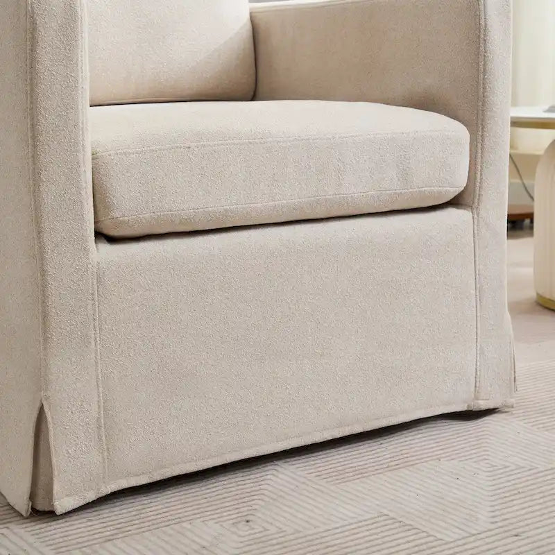 Fauteuil d'appoint pivotant en chenille avec coussin de dossier amovible