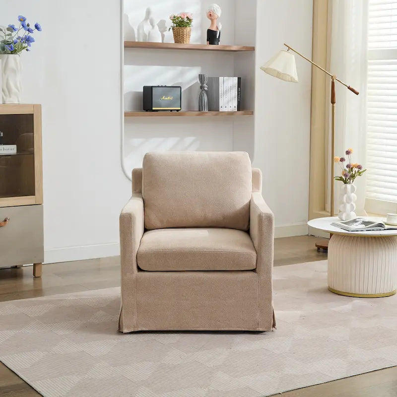 Fauteuil d'appoint pivotant en chenille avec coussin de dossier amovible