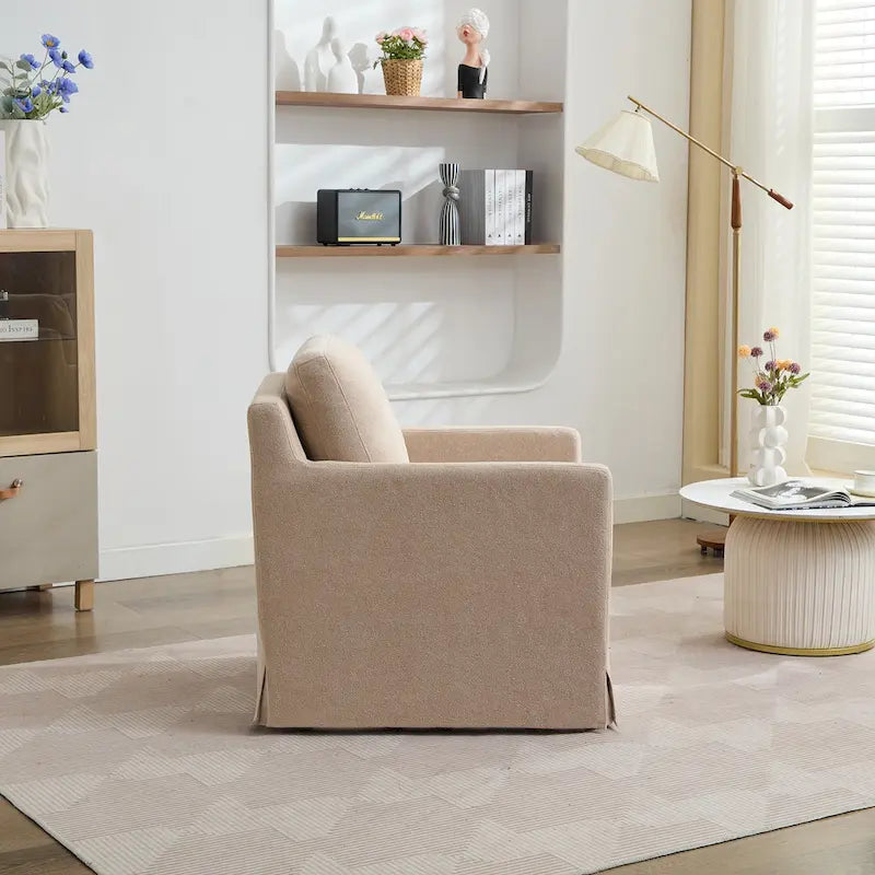 Fauteuil d'appoint pivotant en chenille avec coussin de dossier amovible
