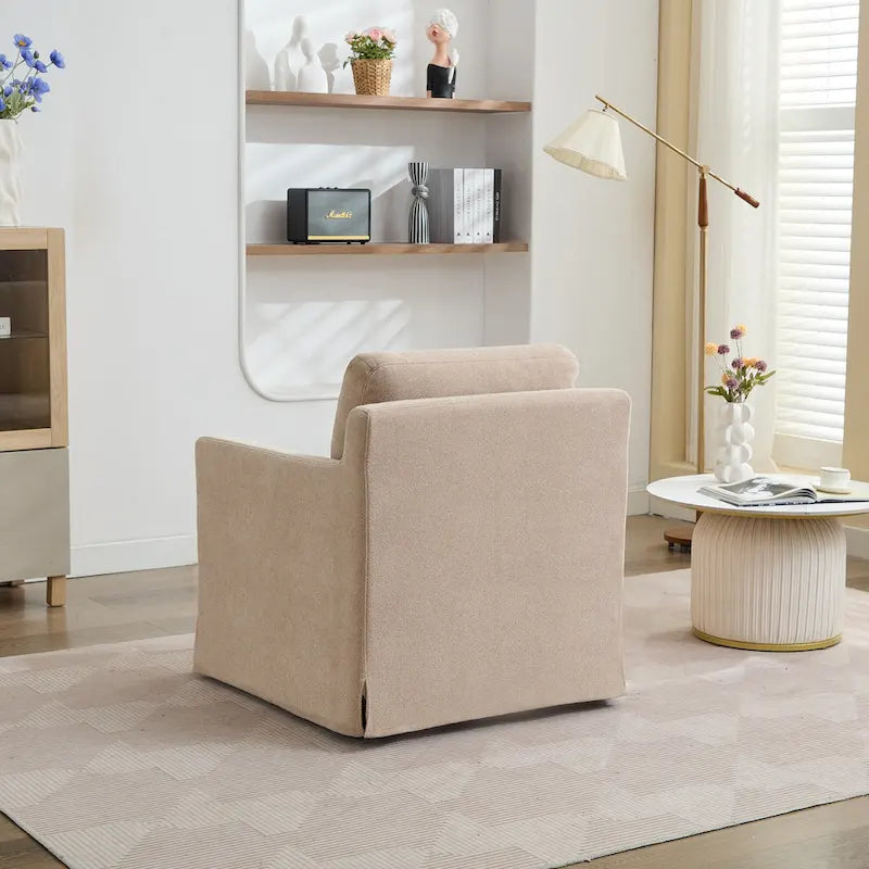 Fauteuil d'appoint pivotant en chenille avec coussin de dossier amovible