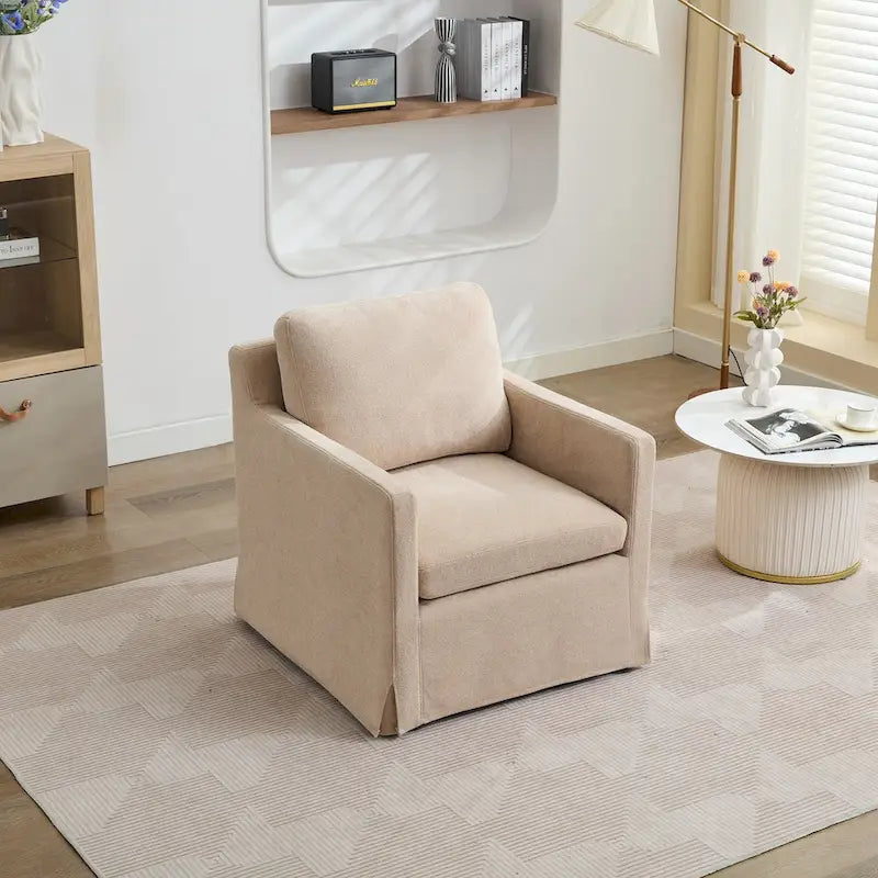 Fauteuil d'appoint pivotant en chenille avec coussin de dossier amovible