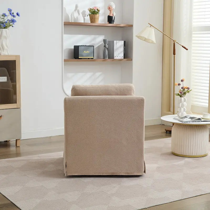 Fauteuil d'appoint pivotant en chenille avec coussin de dossier amovible
