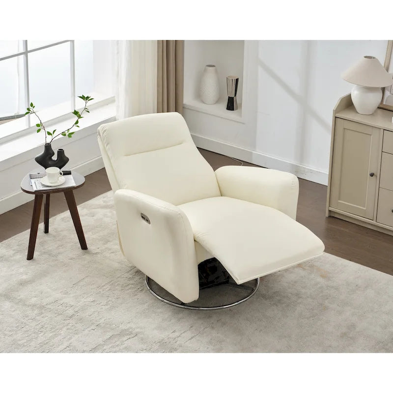 Fauteuil inclinable électrique pivotant et coulissant en similicuir avec port USB