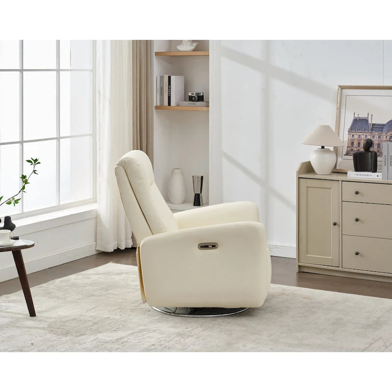 Fauteuil inclinable électrique pivotant et coulissant en similicuir avec port USB