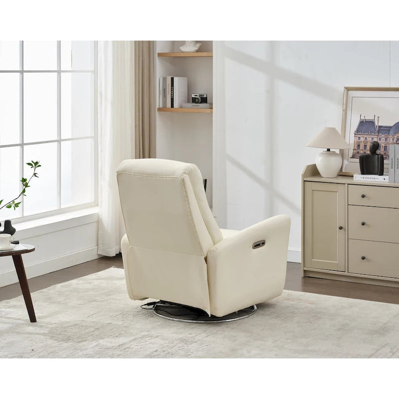 Fauteuil inclinable électrique pivotant et coulissant en similicuir avec port USB