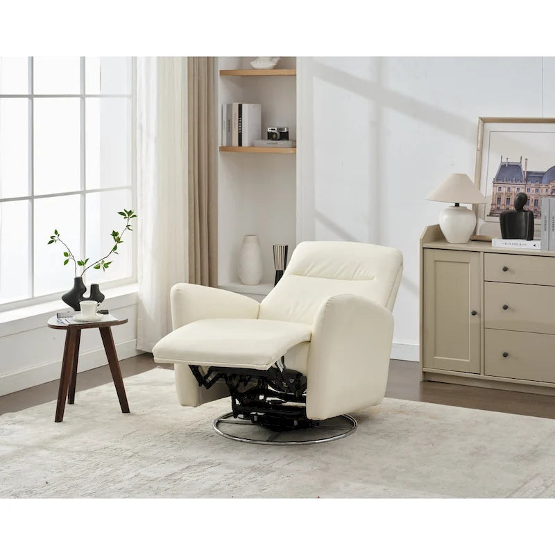 Fauteuil inclinable électrique pivotant et coulissant en similicuir avec port USB