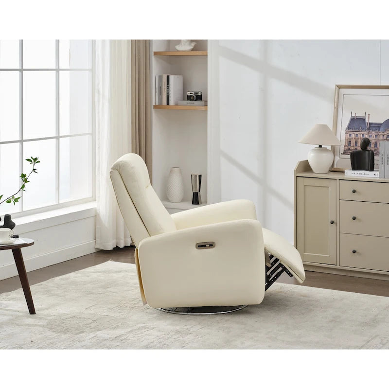 Fauteuil inclinable électrique pivotant et coulissant en similicuir avec port USB