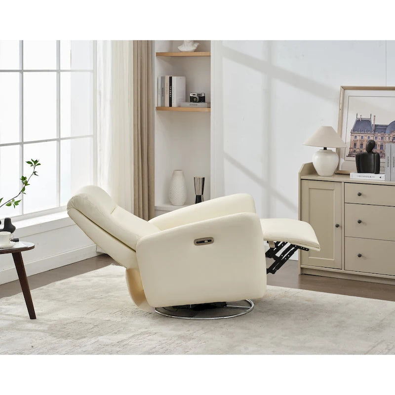 Fauteuil inclinable électrique pivotant et coulissant en similicuir avec port USB