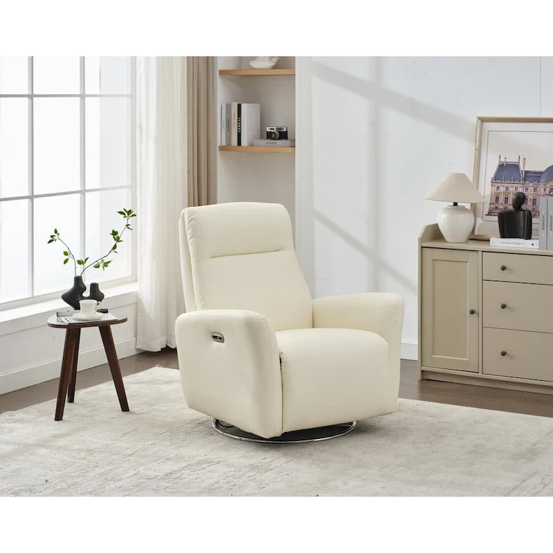 Fauteuil inclinable électrique pivotant et coulissant en similicuir avec port USB