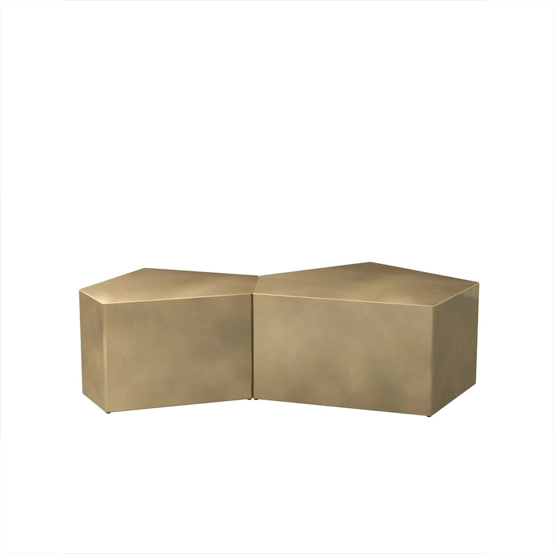 Table basse géométrique pentagonale irrégulière MDF Or Noir Salon Moderne