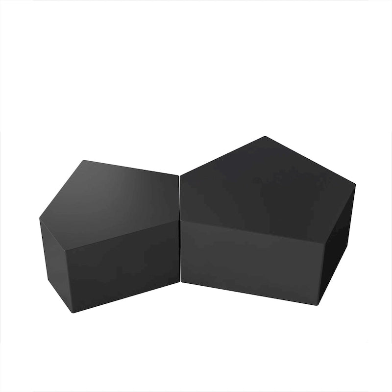 Table basse géométrique pentagonale irrégulière MDF Or Noir Salon Moderne