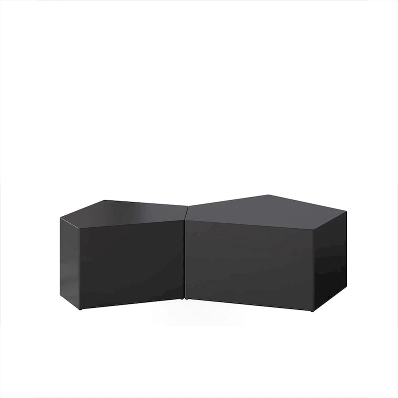 Table basse géométrique pentagonale irrégulière MDF Or Noir Salon Moderne