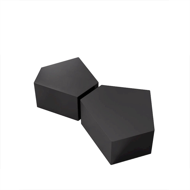 Table basse géométrique pentagonale irrégulière MDF Or Noir Salon Moderne