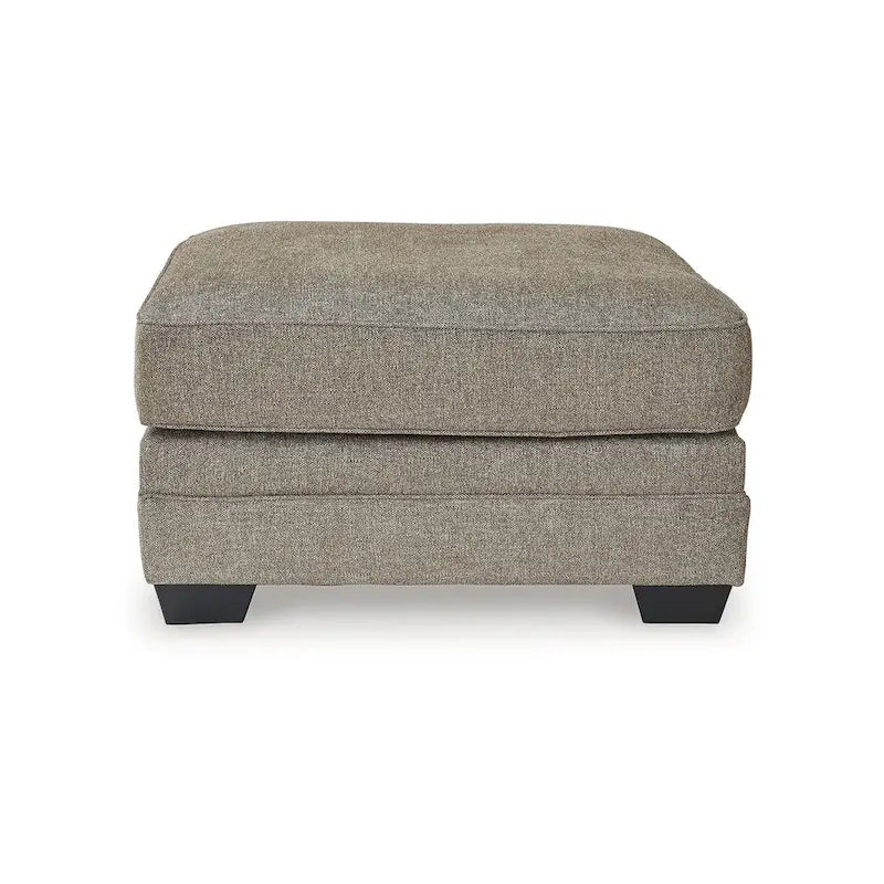 Grand pouf carré d'appoint, polyester marron foncé, motif pied-de-poule, capitonné