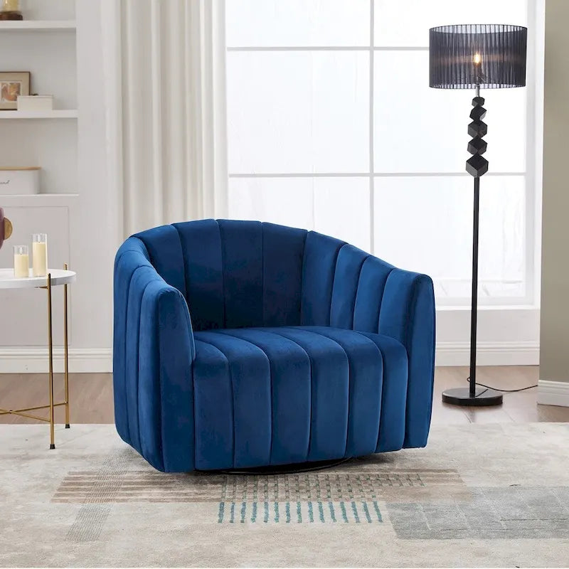 Fauteuil d'appoint pivotant en velours capitonné avec rotation à 360°