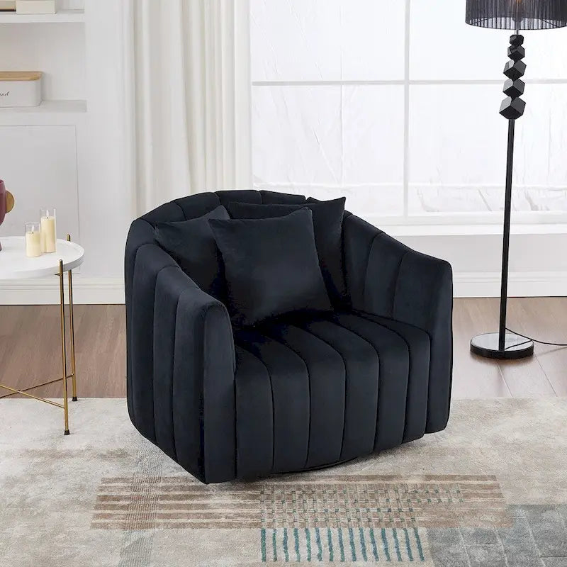 Fauteuil d'appoint pivotant en velours capitonné avec rotation à 360°