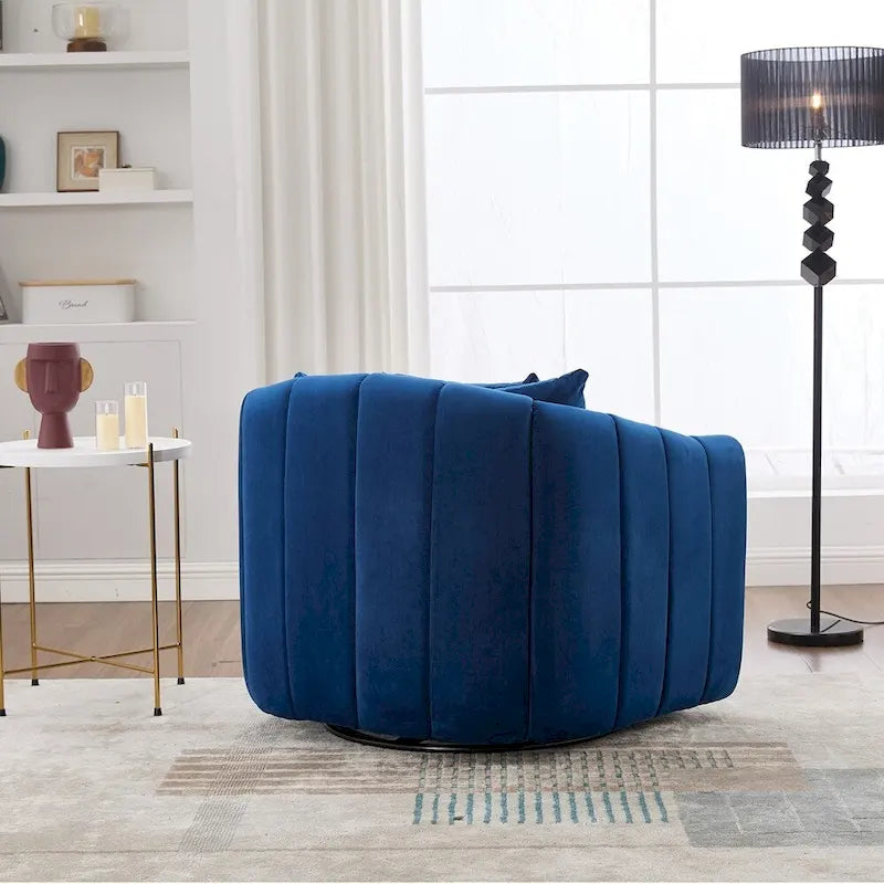 Fauteuil d'appoint pivotant en velours capitonné avec rotation à 360°