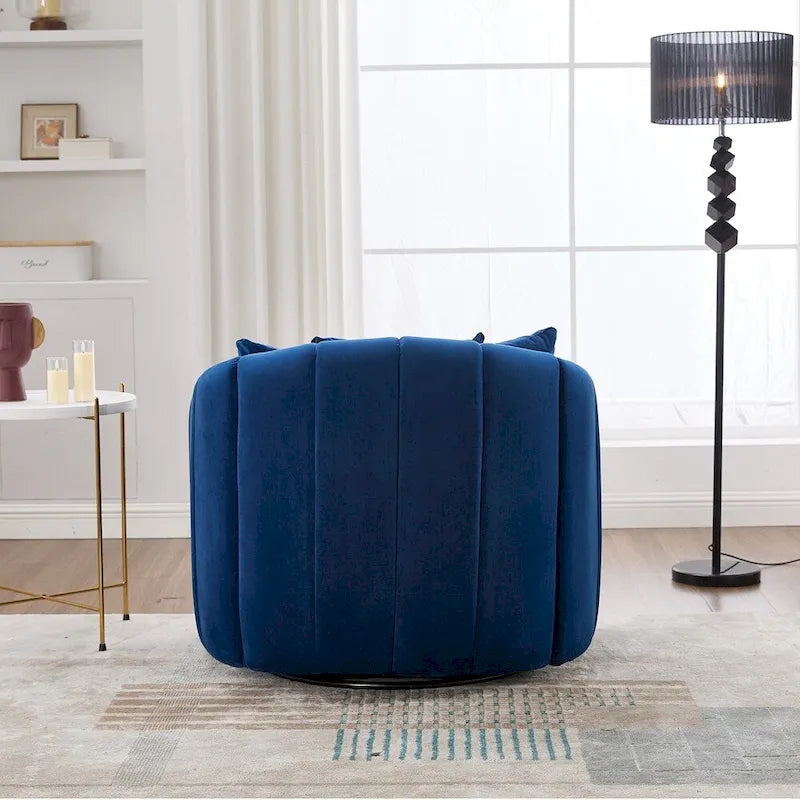 Fauteuil d'appoint pivotant en velours capitonné avec rotation à 360°