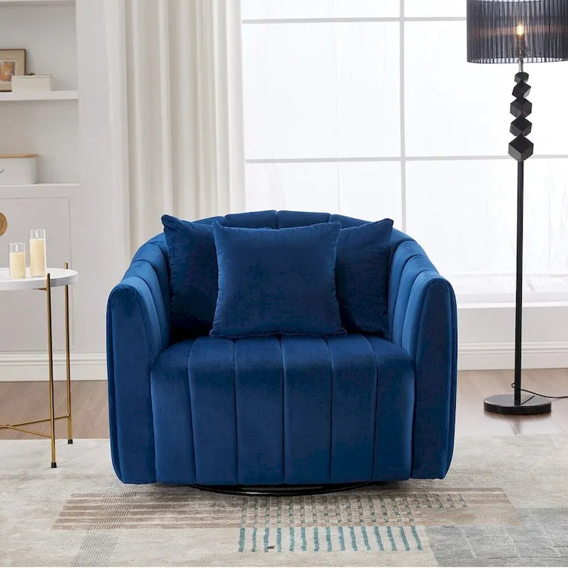 Fauteuil d'appoint pivotant en velours capitonné avec rotation à 360°