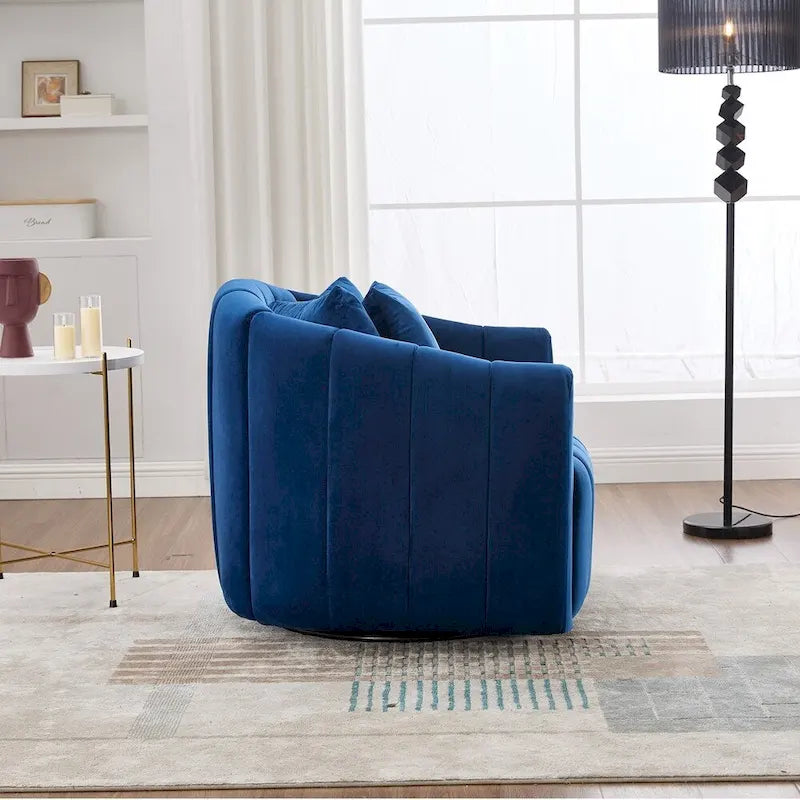 Fauteuil d'appoint pivotant en velours capitonné avec rotation à 360°