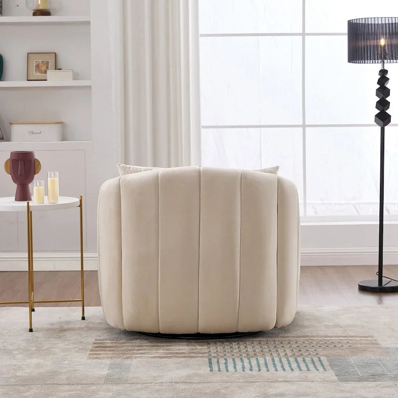 Fauteuil d'appoint pivotant en velours capitonné avec rotation à 360°