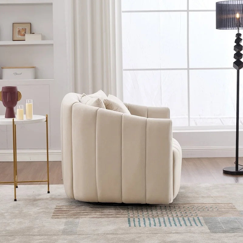 Fauteuil d'appoint pivotant en velours capitonné avec rotation à 360°