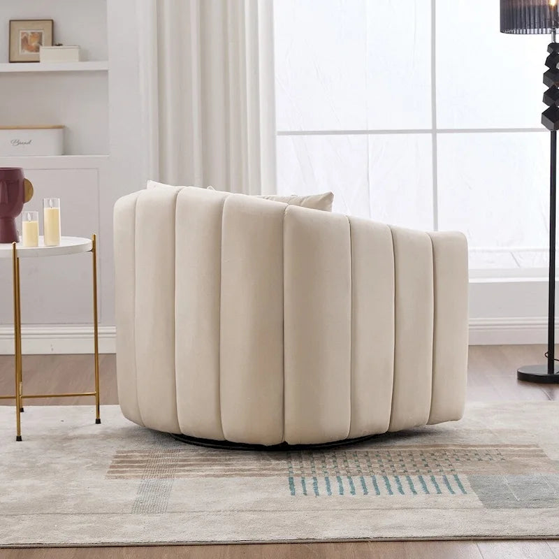 Fauteuil d'appoint pivotant en velours capitonné avec rotation à 360°