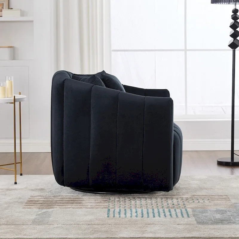 Fauteuil d'appoint pivotant en velours capitonné avec rotation à 360°