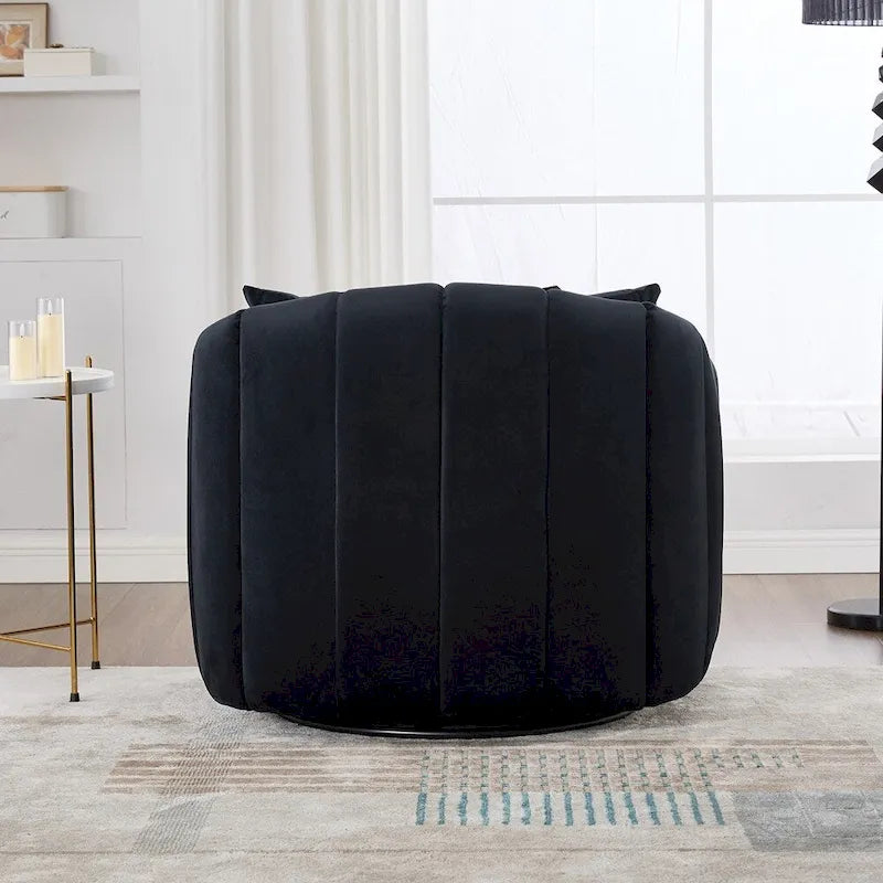 Fauteuil d'appoint pivotant en velours capitonné avec rotation à 360°