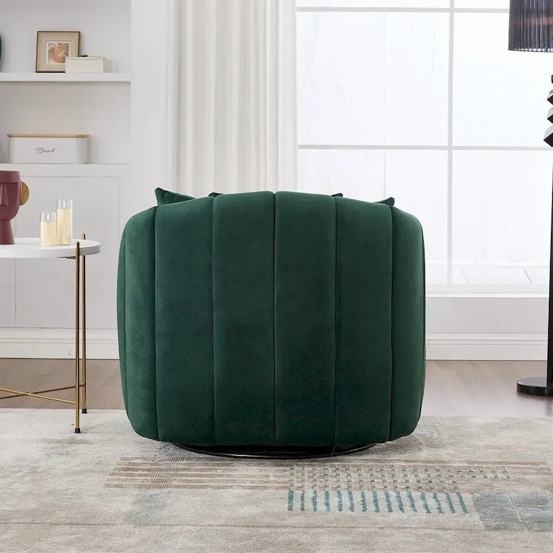 Fauteuil d'appoint pivotant en velours capitonné avec rotation à 360°