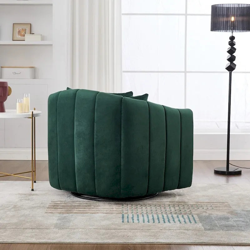 Fauteuil d'appoint pivotant en velours capitonné avec rotation à 360°