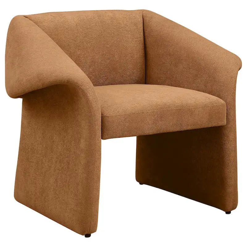 Fauteuil d'appoint rembourré à accoudoirs inclinés en daim couleur miel orangé